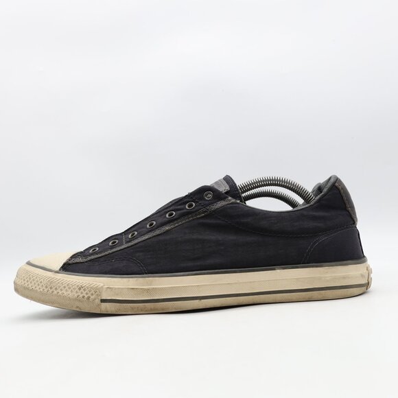 Converse X John Varvatos Men’s 10.5 Women's 12.5 Black Leather Sneakers Laceless - Picture 4 of 11